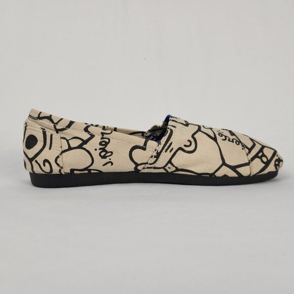 Joy & Mario J. Pierce Women’s Flat Slip On Shoe 8W Graphic Cartoon Black & Tan - Picture 10 of 12